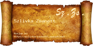 Szlivka Zsanett névjegykártya